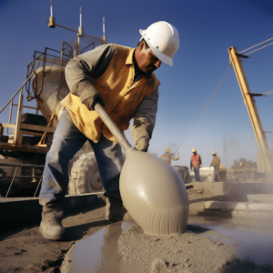 concrete contractor working with concrete