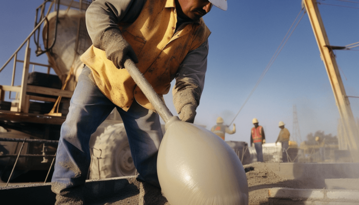 concrete contractor working with concrete